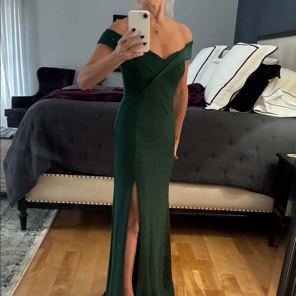 Lulu's Elegant One-Shoulder Forest Green Dress